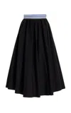 Rosie Assoulin Full Pleated Cotton Mid Skirt In Black