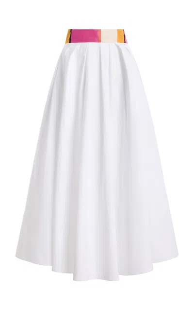 Rosie Assoulin Full Pleated Cotton Midiskirt In White