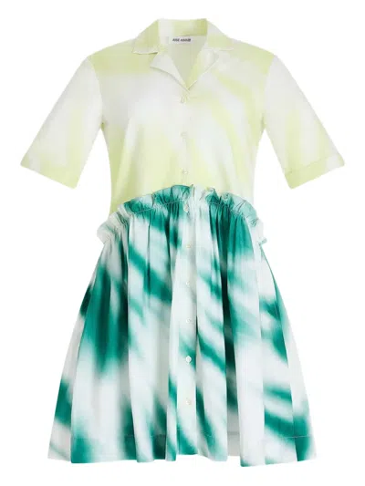 Rosie Assoulin Gathered Tie-dye Poplin Mini Shirtdress In Multi