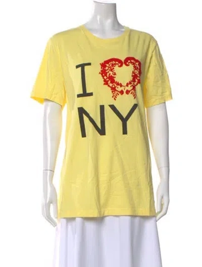 Pre-owned Rosie Assoulin Graphic Print Crew Neck T-shirt In Yellow