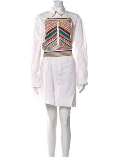 Pre-owned Rosie Assoulin Graphic Print Knee-length Dress In White