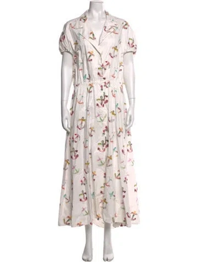 Pre-owned Rosie Assoulin Graphic Print Long Dress In White