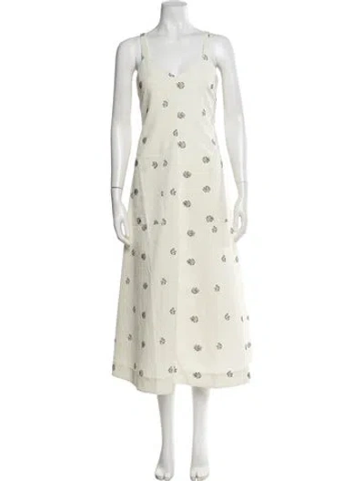Pre-owned Rosie Assoulin Graphic Print Midi Length Dress W/ Tags In Neutral