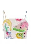 Rosie Assoulin Halfway There Cotton Crop Top In Multi