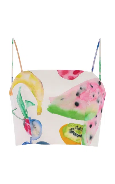 Rosie Assoulin Halfway There Cotton Crop Top In Multi