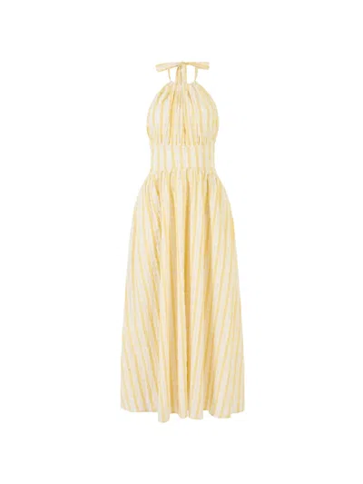 Rosie Assoulin Halter Check Midi Dress In Yellow