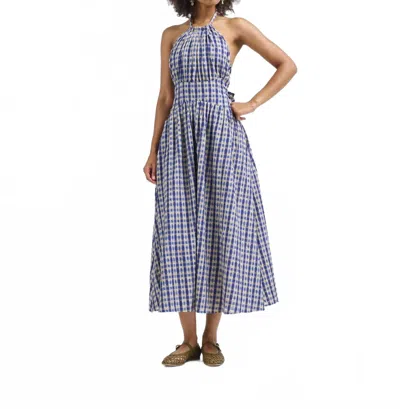 ROSIE ASSOULIN HALTER IN THE NAME OF LOVE DRESS IN NAVY CHECK