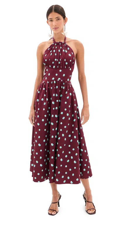 Rosie Assoulin Halter In The Name Of Love Dress Maroon In Burgundy