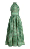 Rosie Assoulin Halter In The Name Of Love Gingham Midi Dress In Green