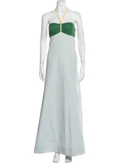 Pre-owned Rosie Assoulin Halterneck Long Dress In Blue
