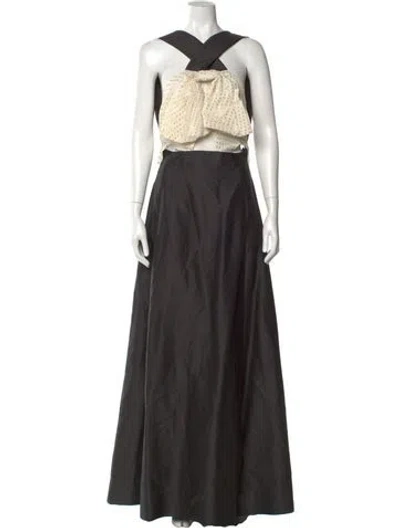 Pre-owned Rosie Assoulin Halterneck Long Dress In Green