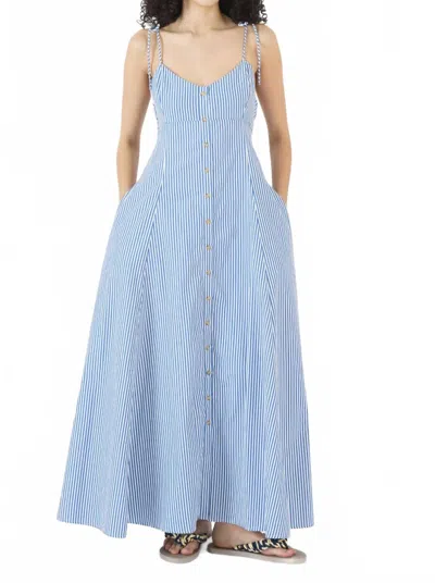 Rosie Assoulin High Garden Maxi Dress In Blue Stripe