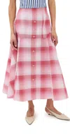 Rosie Assoulin Hippy Plaid Midi Skirt In Red