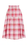 Rosie Assoulin Hippy Plaid Midi Skirt In Red