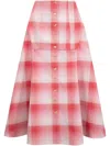 Rosie Assoulin Hippy Plaid Midi Skirt In Red