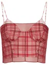 Rosie Assoulin I Sheer Right Through You Plaid Crop Top In Rot