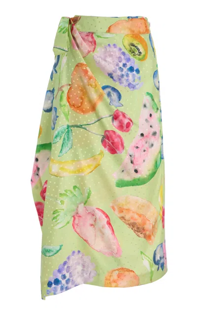 Rosie Assoulin If Loving You Sarong I Don't Wanna Be Right Silk Skirt In Multi