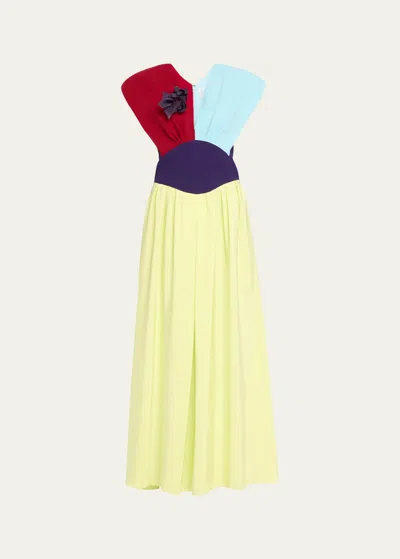 Rosie Assoulin In Full Bloom Colorblock Dress In Citrus