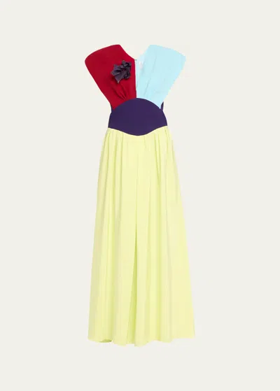 Rosie Assoulin In Full Bloom Colorblock Dress In Yellow