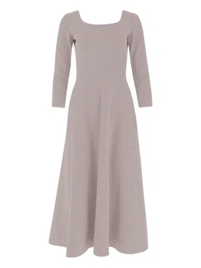 Rosie Assoulin Jackie Oh Houndstooth-pattern Midi Dress In Gray