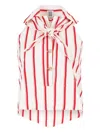 Rosie Assoulin Kerchief Top In Coastal Stripe Red Stripe In Gold