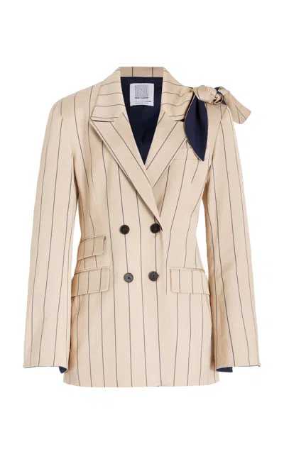 Rosie Assoulin Knotted Double Breasted Blazer In Neutral