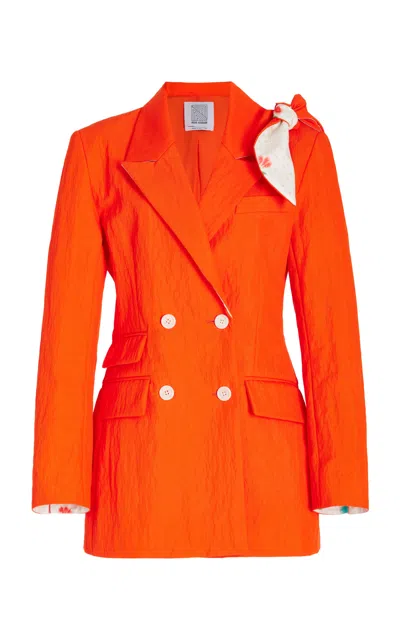 Rosie Assoulin Knotted Double Breasted Blazer In Orange