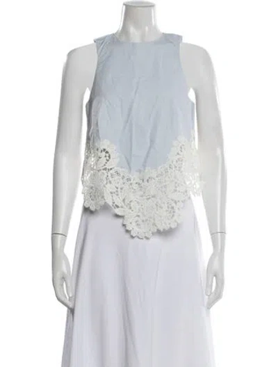 Pre-owned Rosie Assoulin Lace Pattern Crew Neck Top In White