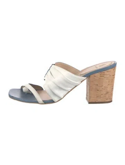 Pre-owned Rosie Assoulin Leather Colorblock Pattern Slides In Multi