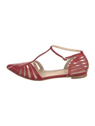 Pre-owned Rosie Assoulin Leather D'orsay Flats In Red