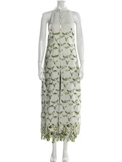 Pre-owned Rosie Assoulin Linen Floral Print Dress Set In Green