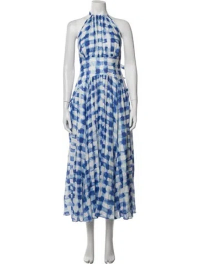 Pre-owned Rosie Assoulin Linen Long Dress In Blue