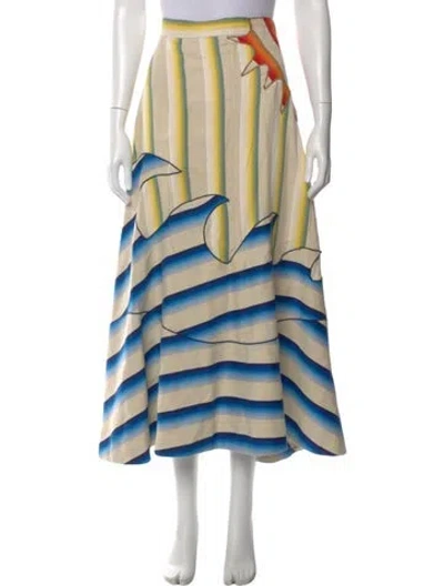 Pre-owned Rosie Assoulin Linen Midi Length Skirt In Neutral