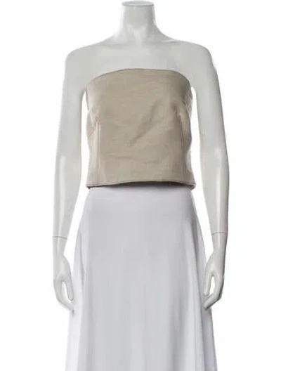 Pre-owned Rosie Assoulin Linen Strapless Crop Top W/ Tags In Neutrals