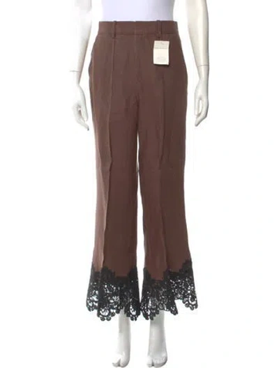 Pre-owned Rosie Assoulin Linen Wide Leg Pants In Brown