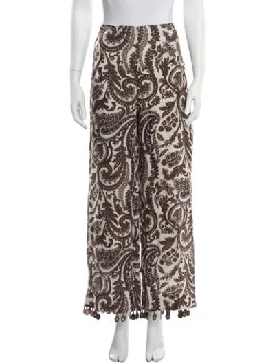 Pre-owned Rosie Assoulin Linen Wide Leg Pants In Brown