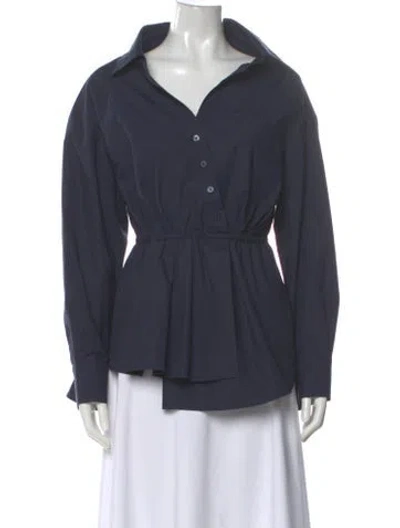 Pre-owned Rosie Assoulin Long Sleeve Blouse In Gray