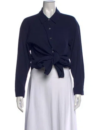 Pre-owned Rosie Assoulin Long Sleeve Button-up Top In Blue