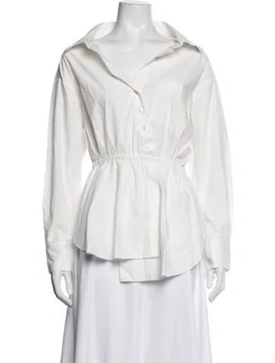 Pre-owned Rosie Assoulin Long Sleeve Button-up Top In Neutrals
