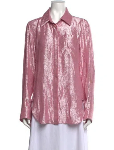 Pre-owned Rosie Assoulin Long Sleeve Button-up Top In Pink