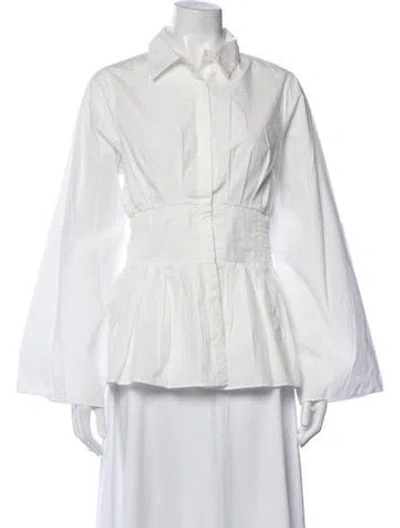 Pre-owned Rosie Assoulin Long Sleeve Button-up Top W/ Tags In White