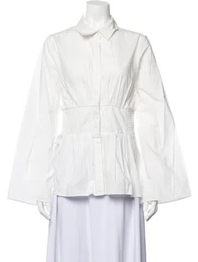 Pre-owned Rosie Assoulin Long Sleeve Button-up Top In White