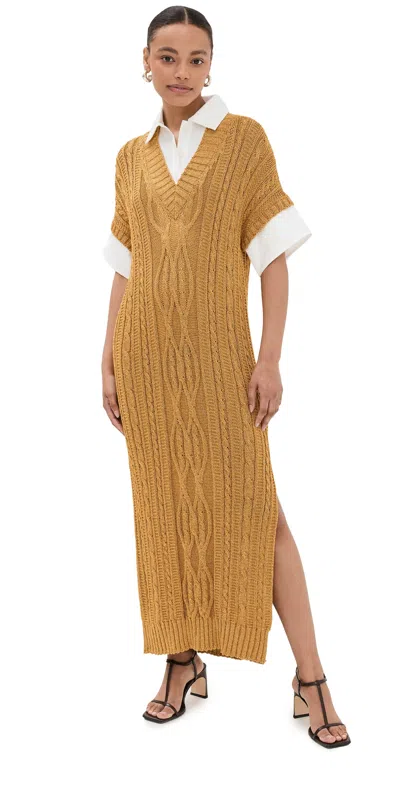 Rosie Assoulin Lurex Sweater Dress Gold