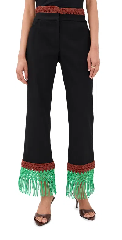 Rosie Assoulin Macrame Pizzants Pants Black