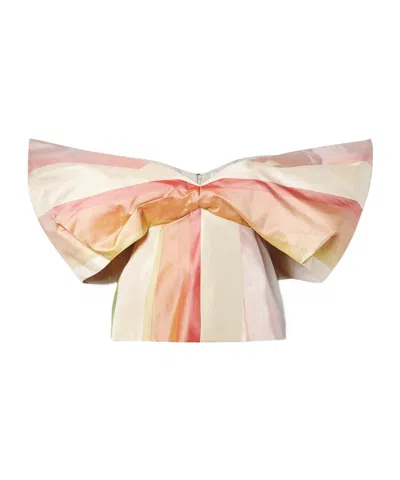 Rosie Assoulin Making Your Point Off-the-shoulder Striped Silk-taffeta Top In Multi