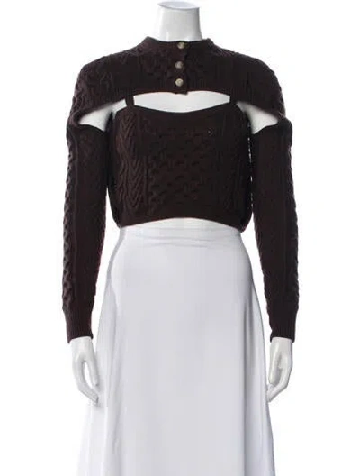 Pre-owned Rosie Assoulin Merino Wool Patterned Sweater In Brown