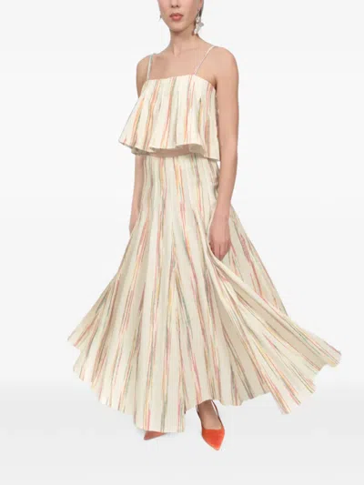 Rosie Assoulin Million Pleats Striped Maxi Skirt In Neutral