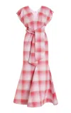 Rosie Assoulin Miss Muffet Plaid Midi Dress In Red
