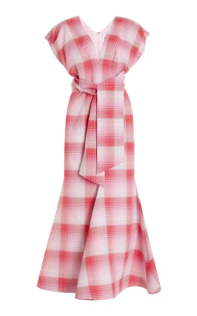 Rosie Assoulin Miss Muffet Plaid Midi Dress In Red