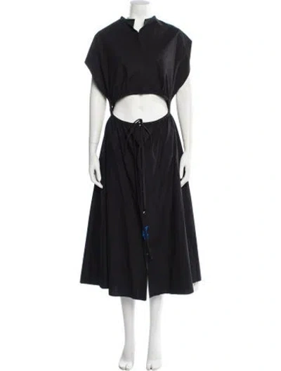 Pre-owned Rosie Assoulin Mock Neck Long Dress In Gray